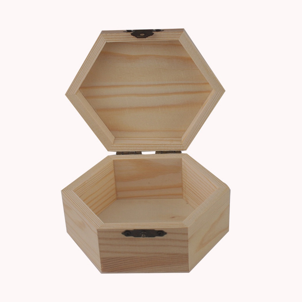 Wooden Hexagonal Shaped Storage Box Jewelry Box Wedding Gifts Favors Box Holder 