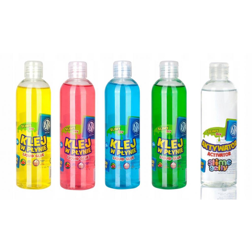 Klej I Aktywator Do Slime ZESTAW KLEJ 4 kol.+AKTYWATOR DO SLIME GELLY 250 ML | Shopee Polska