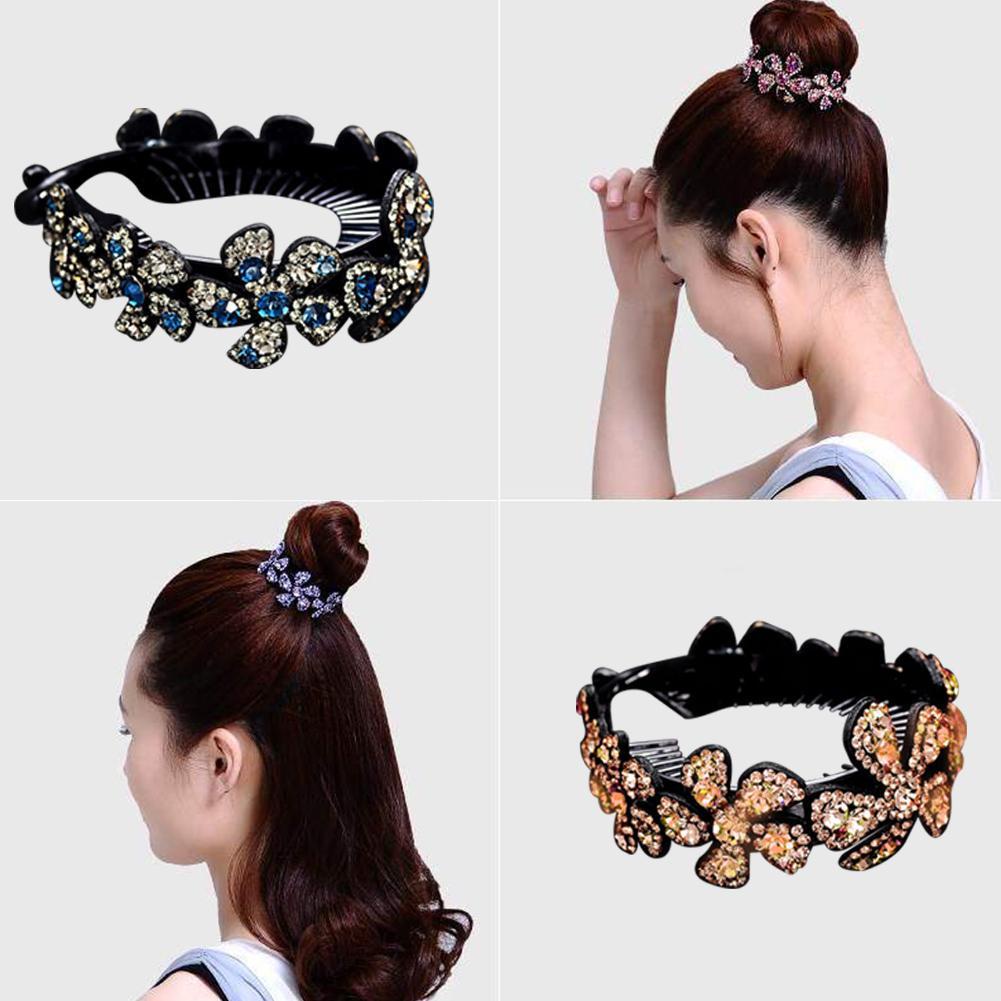 Hair Hairpin Clip Holder Crystal Women Fashion Ponytail Claw Gift Bun Comb