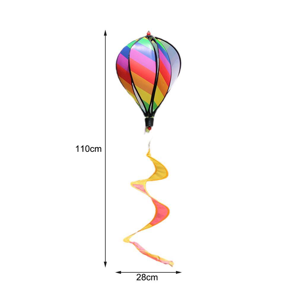 Hot Air Balloon Wind Spinner with Rainbow Stripe Garden Yard Outdoor Decor Ws 