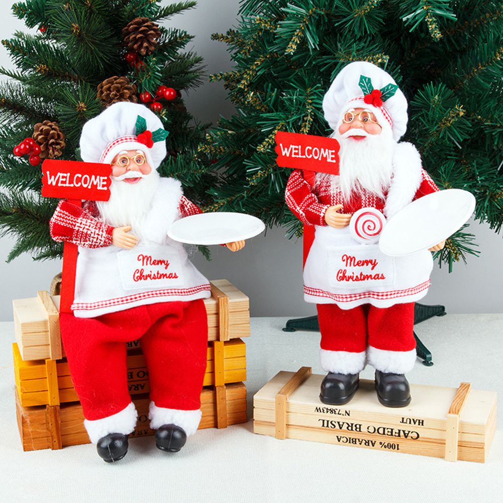 STOCKADE Funny Chef Santa Figurine Happy New Year Christmas Decoration Santa Claus Doll New Indoor Party Supplies Kids Gifts Tree Hanging Ornaments | Shopee Polska