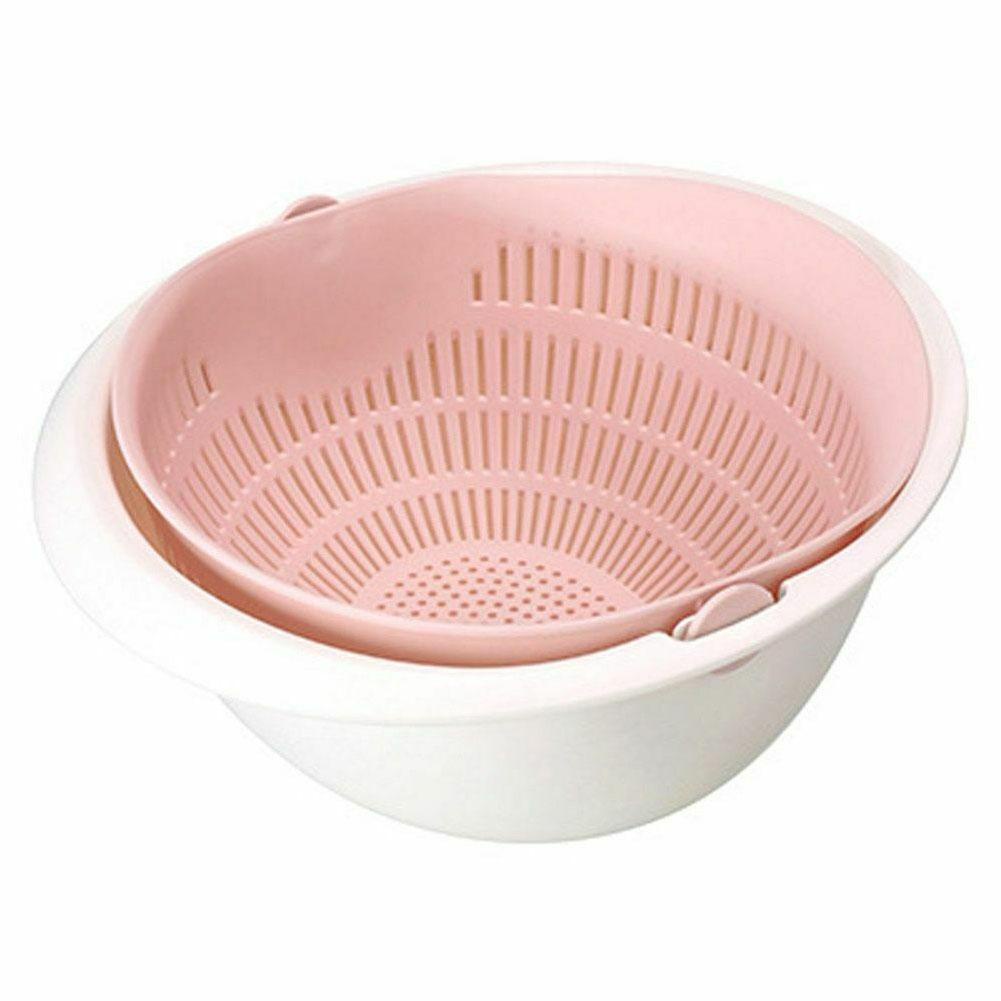 Kitchen Silicone Double Drain Baskets Washing Storage S8O2 new K7Y8 ...