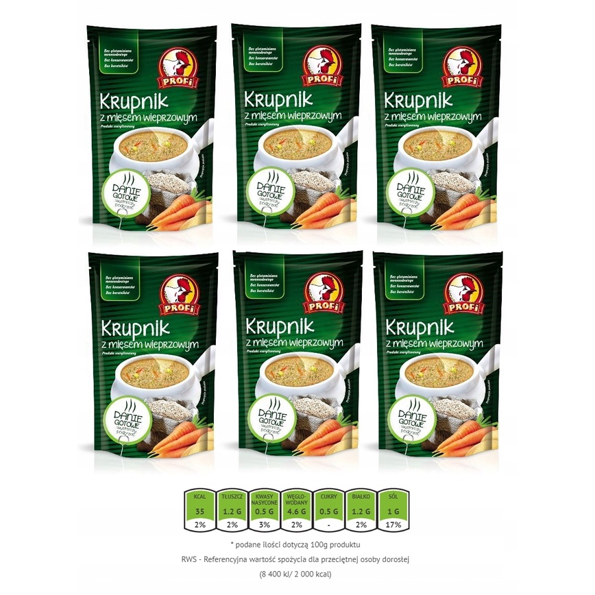 Zupa Krupnik Z Mięsem Wieprzowym Profi 450 G X 6 Sztuk | Shopee Polska