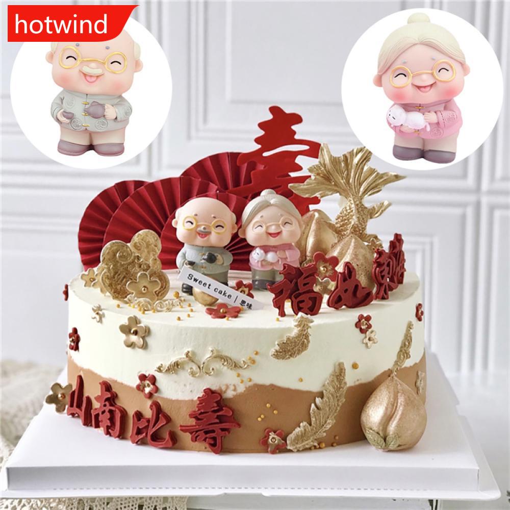 Figurka Na Tort Babcia I Dziadek Hotwind Cartoon dziadek i babcia dekoracja na tort urodzinowy lalka
