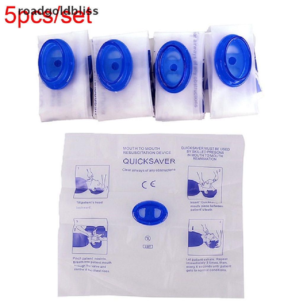 ro4pl 5pcs CPR Face Mask One Way Valve Disposable Oval Mouthpiece For