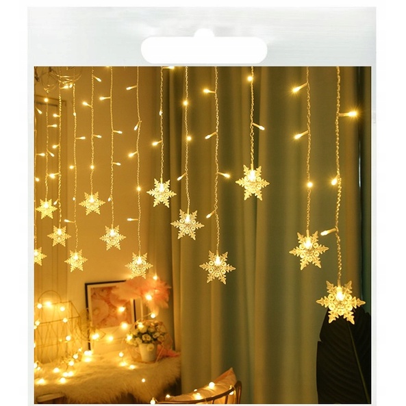 Jak Przyczepić Lampki Do Okna Girlanda LED śnieżynki lampki do okna Kurtyna | Shopee Polska