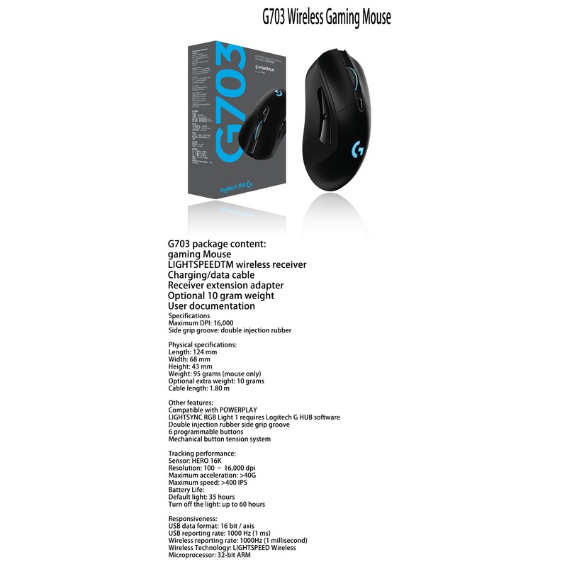 Bezprzewodowa Mysz Do Gier Logitech G707 G703 G306 G407 G402 G302 G102 ...